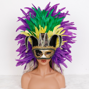 أقنعة ريش ملونة أصلية للبالغين، خفيفة الوزن ومريحة، صنع في الصين، متوفرة للكرنفال وماردي غرا - Product Image 2