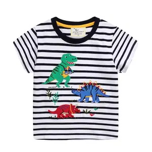 2023 New Design summer children wear 100% cotton Embroidered boy's Stripe t -shirt