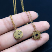 INS populaire saturne planète bijoux Simple espace saturne collier 18k plaqué or univers planète dame clavicule pendentif collier