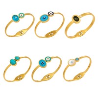 Ensemble de bracelets turquoise tendance - Bracelets ouverts ajustables plaqués or pour femmes, bijoux porte-bonheur bohèmes