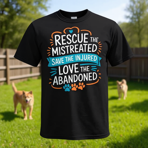 Camiseta de rescate de perros y gatos: Rescata a los maltratados, salva a los heridos, ama a los abandonados - Product Image 3