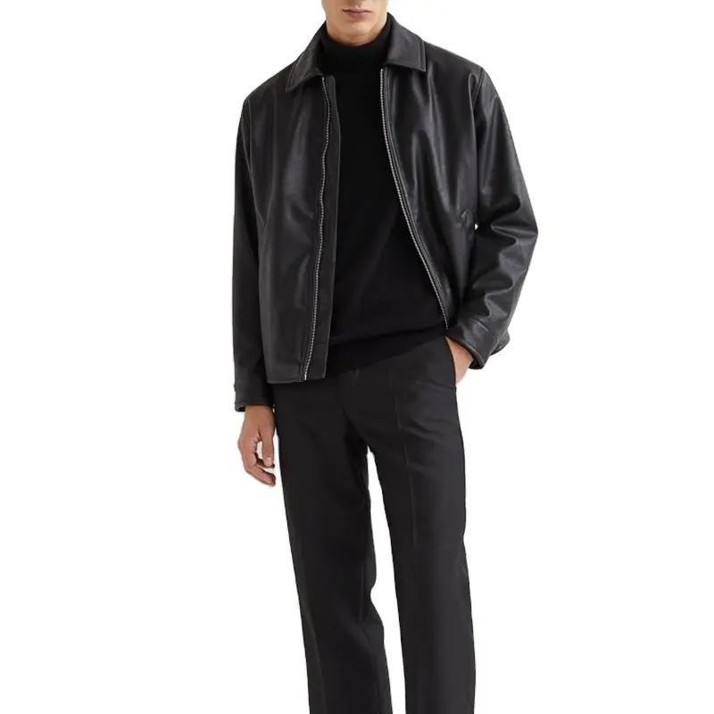 Sıcak satış Hip hop tarzı siyah deri Pu erkek ceket boş tasarım en kaliteli