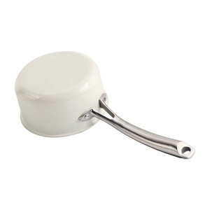 Casserole en acier inoxydable triple couche blanche avec couvercle en verre, compatible lave-vaisselle, pour cuisinières à gaz et à induction - Product Image 3