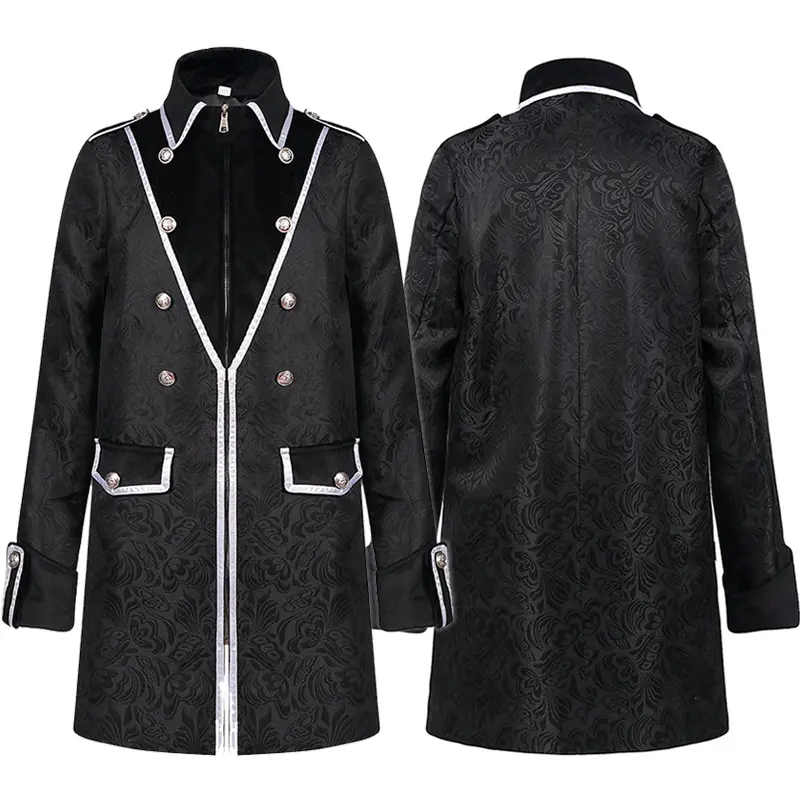 Europe And The United States New Medieval Men's Fashion Retro Coat Stand Collar Jacquard