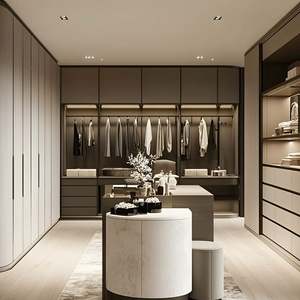 2026 Luxury Modern Solid <b>Wood</b> Bedroom Furniture Set Walk-in Closet <b>Mirror</b> Freestanding Wardrobe-Eco-Friendly Apartment - Product Image 1