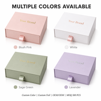 Boîte à tiroir écologique en matériau mat coloré pour emballage cadeau, avec logo personnalisé fait main, pour chaussettes, sérum de soin de la peau, produit, avec ruban