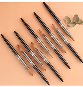 Pinceau à ongles rond 100% Kolinsky Sable, manche en bois cristallin, taille internationale allemande, outil professionnel de manucure et de beauté - Product Image 1