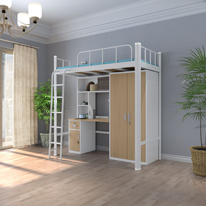 Nhà cung cấp nội thất trường học ký túc xá giường Kim loại giường tầng dành cho người lớn sinh viên Loft giường với bàn - Product Image 1