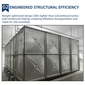 خزان مياه مع خزان مياه سعة 3000 لتر مخصص بحجم كبير عالي الضغط من الفولاذ المقاوم للصدأ خزان مياه مكعب من الفولاذ المقاوم للصدأ - Product Image 4