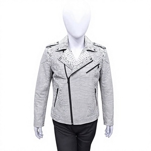 Wholesale Unisex Genuine Leather Embossed Front Logo <b>Cafe</b> <b>Racer</b> <b>Jacket</b> Windproof Breathable Winter Outerwear - Product Image 1