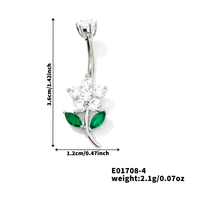 Piercing de nombril en laiton avec zircon de qualité 3A, bijou corporel élégant pour mariage et fiançailles