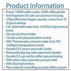 PANCERKA <b>Portable</b> Stainless Steel Multifunctional Espresso <b>Coffee</b> <b>Maker</b> 1500W 20Bar ULKA High Pump Household - Product Image 5