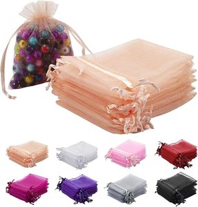 50 Sacchetti in Organza 7x9 cm, Sacchetti Regalo Neri Traspiranti in Tulle con Coulisse, in Rete Trasparente per Matrimoni, Gioielli, Trucchi, Caramelle - Product Image 6