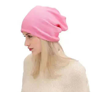 Bonnet en coton mélangé pour femme, chapeau de couleur unie, style Hip-Hop, Turban, unisexe, hiver