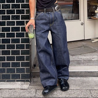 Jean vintage en denim selvedge épais taille mi-haute pour homme, coupe droite, style original, pantalon Cleanfit pour homme et femme