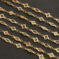 Chaîne en acier inoxydable D842 motif trèfle émaillé en rouleau pour la fabrication de colliers et bracelets, fournitures de bijoux