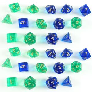 Dados poliédricos dnd personalizados, juego de dados <span class=keywords><strong>rpg</strong></span> 7 transparentes, verde, azul, d4, d6, d8, d10, d12, d20, GEMA, dados, número de oro para juego de mesa divertido - Product Image 6