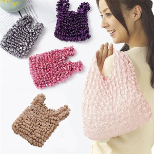 Nhật Bản & Hàn Quốc công suất lớn có thể gập lại ma thuật xếp li bong bóng tái sử dụng <span class=keywords><strong>Polyester</strong></span> xử lý hàng tạp hóa mua sắm túi với biểu tượng tùy chỉnh - Product Image 1