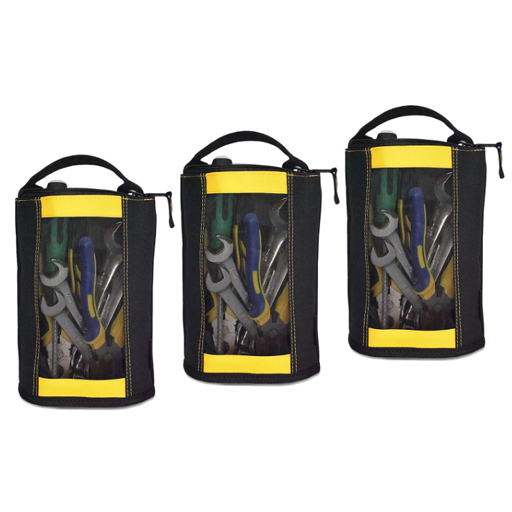 Portable Zipper Canvas Mini Tool Pouch Chest Automotive Black Small Tool Kit Bags For Motorcycle With Mesh