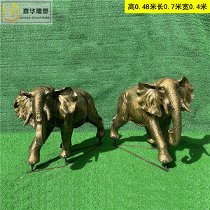 Sculpture d'éléphant en imitation bronze Jia Hua, 0,48 m H, 0,7 m L, 0,4 m W, ornement de jardin extérieur, résine de fibre de verre, finition peinte - Product Image 5