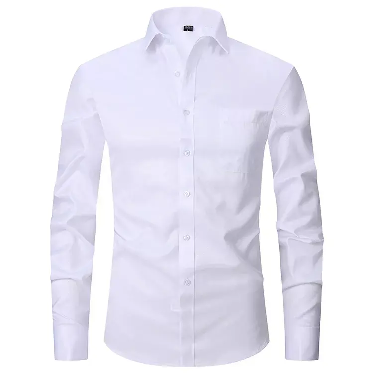 Quality Men Formal solid office White shirt Long Sleeve Cotton Dress Shirts office uniform wear casual business shirt
