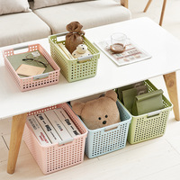 Paniers de rangement emboîtables blancs crème, bacs organisateurs en plastique perforés et ventilés avec poignées pour cuisine, salle de bain, placard