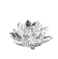 HZ Bougeoir de bureau en cristal, style moderne décontracté, motif lotus à pétales polis, artisanat exclusif, ornement chinois
