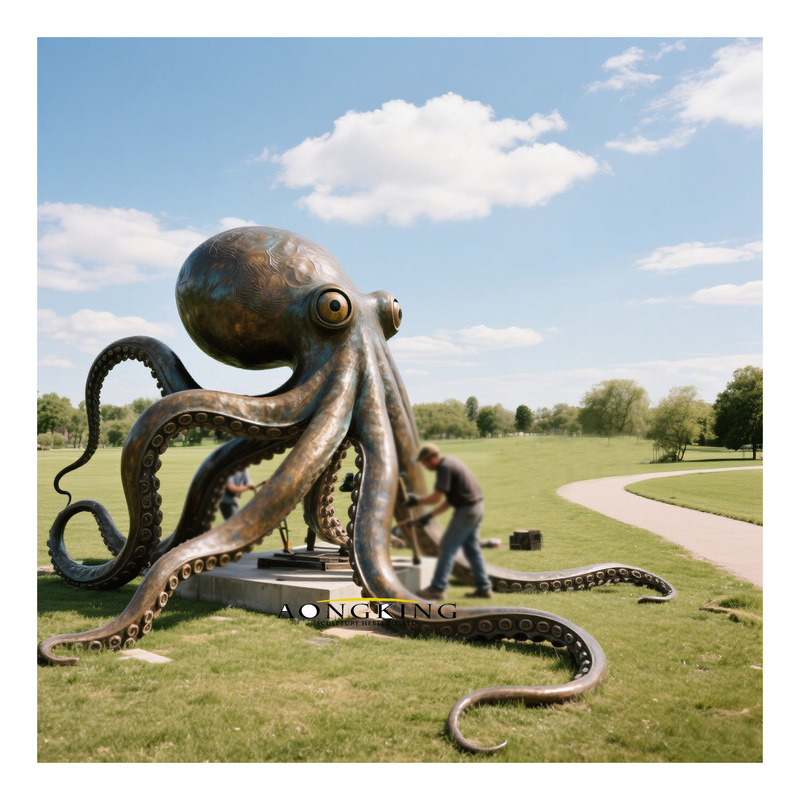 Park Octopus Sculpture Stainless Steel Ocean