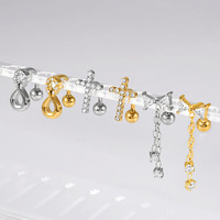 Gaby Edelstahl 8-förmiger Schmetterlings-Ketten-Bauchnabelpiercing, galvanisiert, mit Zirkonia, Außengewinde, Bauchnabelschmuck