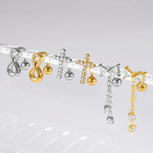 จิวสะดือรูปผีเสื้อ <span class=keywords><strong>8</strong></span> แฉก สแตนเลส Gaby ประดับเพชรซิคอน ชุบเคลือบอย่างดี พร้อมเกลียวภายนอก - Product Image 2