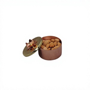 Handmade Copper Nuts Server Box With Brass Lid Superior Quality Round Shape Sweets Server For <b>Top</b> Selling - Product Image 1