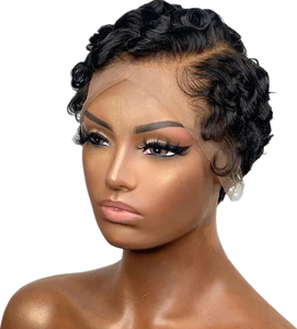 Peluca de Cabello Humano Rizado Corto y Profundo, Estilo Bob Pixie, con Encaje, para Mujeres Negras, Cabello Brasileño, Wigirl <span class=keywords><strong>Dee</strong></span> - Product Image 1