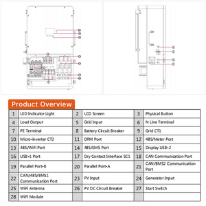 <span class=keywords><strong>Convertisseur</strong></span> DC/AC à phase unique 18KW 18KVA, onduleur solaire hybride pour utilisation américaine - Product Image 3