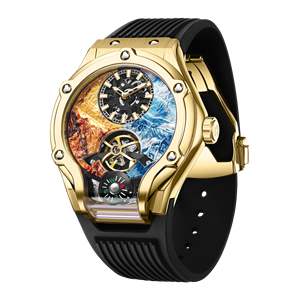 Hanboro Luxe Heren Automatisch Skelet Horloge <span class=keywords><strong>24</strong></span> Uur Mechanisch Waterdicht Lichtgevend Glas Wijzerplaat Venster Siliconen Frozen Serie - Product Image 5