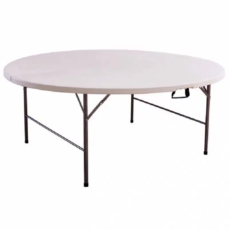 Cheap Outdoor Picnic Folding Table Mesa dobrável redonda e cadeira para evento com pernas de metal Plástico portátil 4ft 6ft 8ft Modern