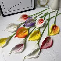 Bunga Calla Lily Mini Plastik Lunak Buatan, Batang Bunga Realistis, Dekorasi Buket Pernikahan Wabi-Sabi