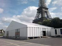 Carpa Multiusos, Estructura Temporal de Construcción, 30x35m, Aluminio y PVC Blanco, Resistente a la Intemperie, Rayos UV y Oxidación