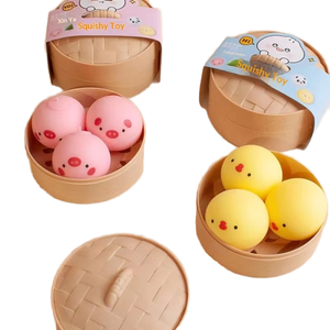 <b>Squishy</b> Toys for Kids Taba Mochi Food Dumpling Toy Rubber TPR Stress Relief Anxiety Relief Bulk Individual Packages - Product Image 1