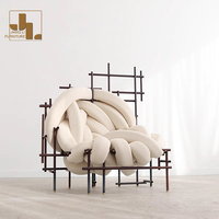 Chaise d'appoint de luxe au design créatif pour hôtel et villa, en tube d'acier inoxydable, chaise de loisirs artistique, chaise longue tendance et originale