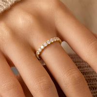 Bague d'éternité tendance minimaliste en argent sterling 925 plaqué or avec moissanite 3 mm, vente en gros, pour femmes et hommes