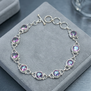 Pulsera de Plata de Ley 925 con Topacio Místico, Estilo Bohemio, para Mujer, Joyería para Fiestas - Product Image 3