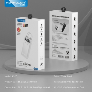 KONFULON 2024 Trending Banco de energía de 20000mAh con único desmontable incorporado tipo C y Cables de 8 pines 20W <span class=keywords><strong>Recarga</strong></span> de teléfono móvil - Product Image 6