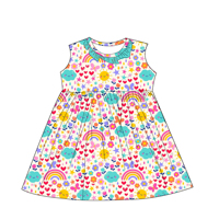 Robe d'été sans manches à volants pour filles, imprimé personnalisé, en tissu de bambou, pour tout-petits et enfants, collection très prisée