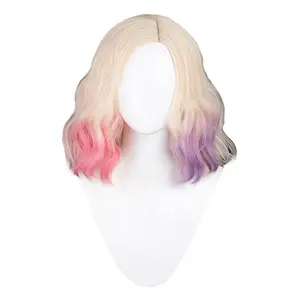 Wig Anime wanita Wig Cosplay serat temperatur tinggi Wig rambut sintetis untuk komik Con kostum pesta mewah (Multi warna)