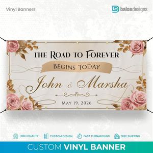Vinyl Wedding <b>Banner</b> Custom Design & Color Portable Waterproof Lightweight Flexible Bendable Smooth Surface Printable - Product Image 2
