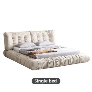 Đám Mây Giường Đơn Giản Phong Cách Hiện Đại Với Wabi-Sabi Khái Niệm Ánh Sáng Sang Trọng Kem Thiết Kế Vải Giường Khung Gỗ Cho Thạc Sĩ Phòng Ngủ - Product Image 6