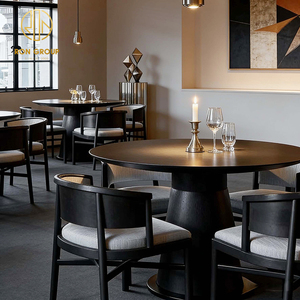Juego de Muebles Modernos para Cafetería: Mesa Redonda de Piedra Sinterizada Negra, Sillas de Tela, Sofá de Cuero, Asientos para Restaurante - Product Image 5