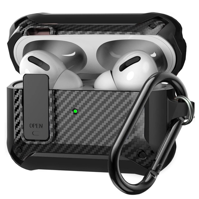 Compatible with AirPods Carbon Fiber Anti Drop Protective Case, with Switch Lock and Anti Drop Buckle