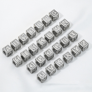 Titanium Steel Non-tarnish 8mm 26 Letter square Dice Embossed 14K Gold Plated Spacer Beads Handmade Beaded Bracelet Necklace <strong>Bag</strong> - Product Image 2