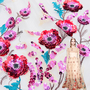 Nigerian <strong>Lace</strong> <strong>Fabric</strong> With Beads <strong>Heavy</strong> Embroidery Bridal 3D <strong>Lace</strong> Beaded <strong>Fabric</strong> <strong>Lace</strong> - Product Image 1